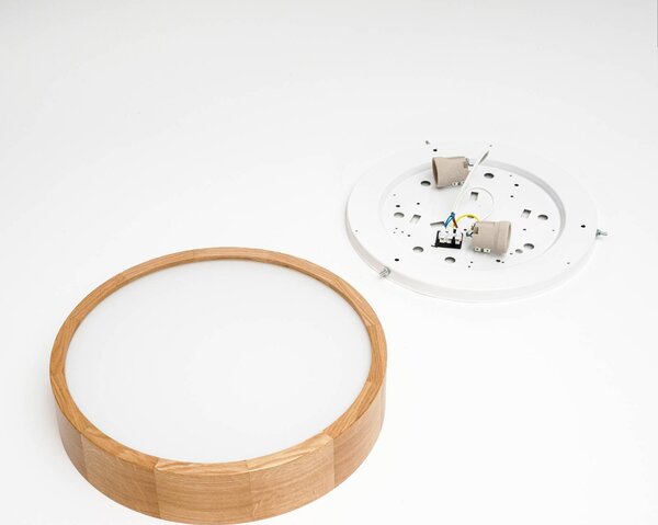 Envostar Kerio mennyezeti világítás, Ø 37 cm, természetes tölgyfa, dimmelhető, Nappali / Étkező, Fa, Modern