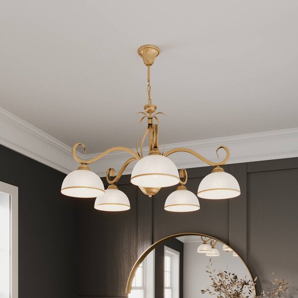 EMIBIG LIGHTING Wivara 5 függő világítás, izzós, arany, dimmelhető, Sárgaréz / arany, Nappali / Étkező, fém, Antik