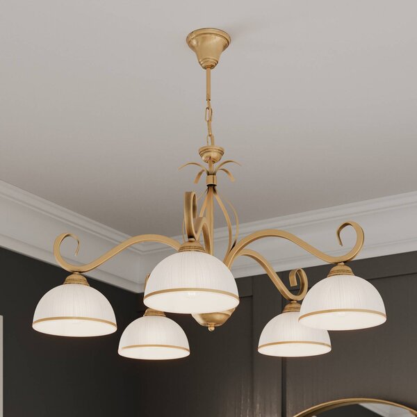 EMIBIG LIGHTING Wivara 5 függő világítás, izzós, arany, dimmelhető, Sárgaréz / arany, Nappali / Étkező, fém, Antik