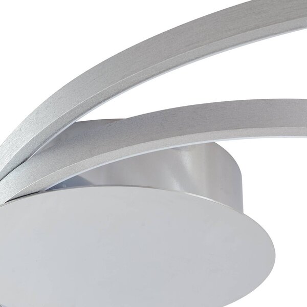 Lindby Nerwin LED mennyezeti lámpa, 65 cm, kerek, alumínium/króm, dimmelhető, Alu / szürke / cink, Nappali / Étkező, Alumínium, Modern