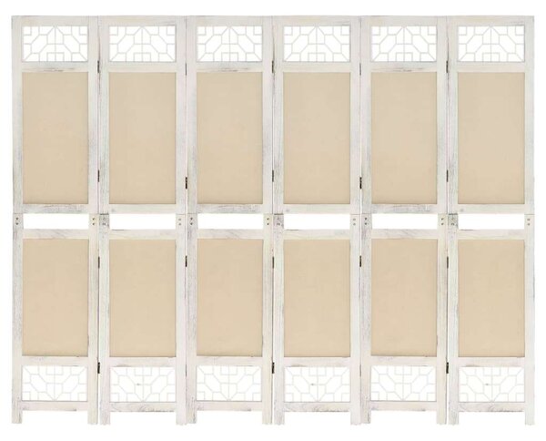 Elegáns 6 Paneles Szövet Paraván - Krém Fehér - 210x165 cm