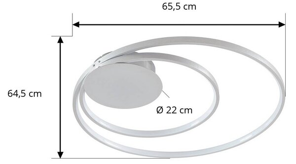 Lindby Nerwin LED mennyezeti lámpa, 65 cm, kerek, alumínium/króm, dimmelhető, Alu / szürke / cink, Nappali / Étkező, Alumínium, Modern