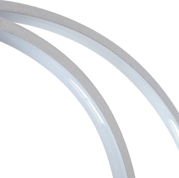 Lindby Nerwin LED mennyezeti lámpa, 65 cm, kerek, alumínium/króm, dimmelhető, Alu / szürke / cink, Nappali / Étkező, Alumínium, Modern