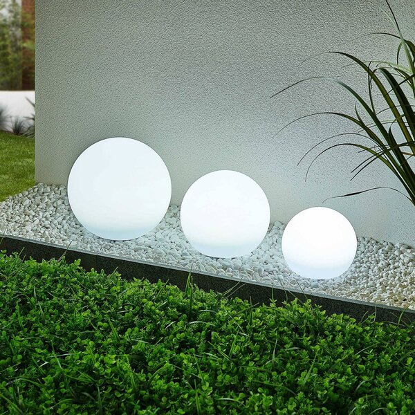 Lindby LED napelemes lámpák Lago, RGBW, 3 darabos szett, gömbök, földi, Fehér / opál, Műanyag, Modern