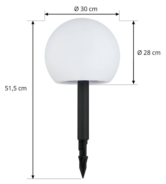 Lindby LED napelemes lámpák Lago, RGBW, 3 darabos szett, gömbök, földi, Fehér / opál, Műanyag, Modern