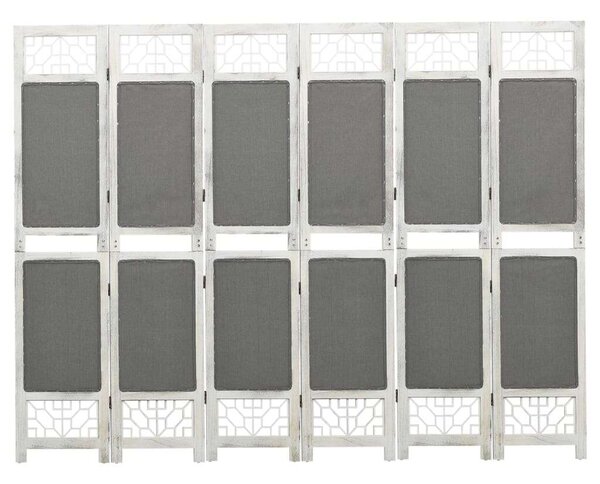 Elegáns 6 Paneles Szövet Paraván - Fehér Fa - 210x165 cm