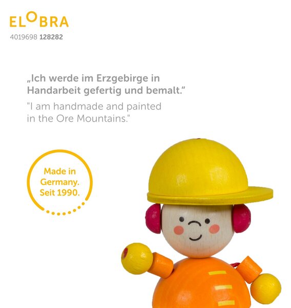 Elobra Bodo mennyezeti lámpa daru formában, dimmelhető, Sárga / narancssárga, Gyermekszoba, Fa