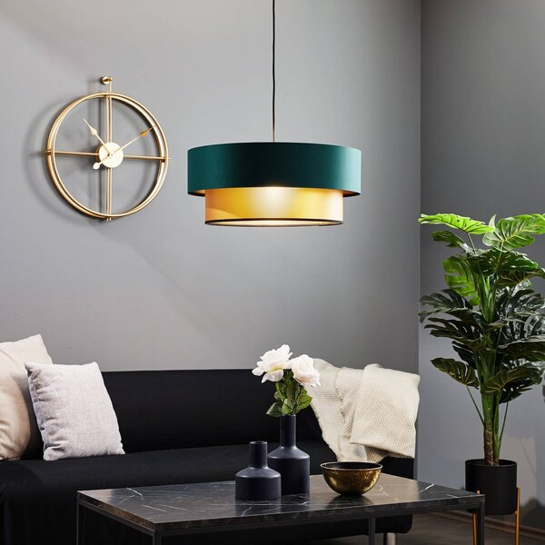 Maco Design Dorina függőlámpa, zöld/arany Ø 50cm, dimmelhető, Zöld, Nappali / Étkező, Műanyag, Modern