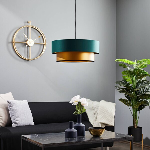 Maco Design Dorina függőlámpa, zöld/arany Ø 50cm, dimmelhető, Zöld, Nappali / Étkező, Műanyag, Modern