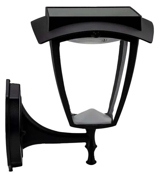 V-TAC 2W napelemes LED fali lámpa, IP65, meleg - hideg fehér fénnyel, matt fekete házzal - SKU 2892
