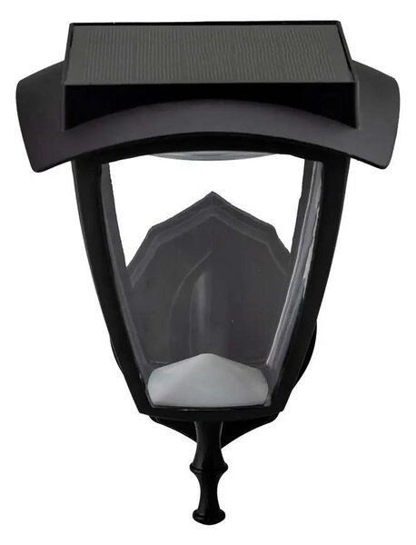 V-TAC 2W napelemes LED fali lámpa, IP65, meleg - hideg fehér fénnyel, matt fekete házzal - SKU 2892
