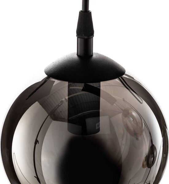 EMIBIG LIGHTING Lógó világítás Glassy, 6 izzós, grafit/borostyán/tiszta, üveg, 75 cm, dimmelhető, Fekete, Nappali / Étkező, Üveg, Modern