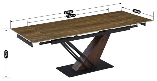 JAKS Összecsukható asztal Rex 160 - 220 cm dió sötétbarna tölgy