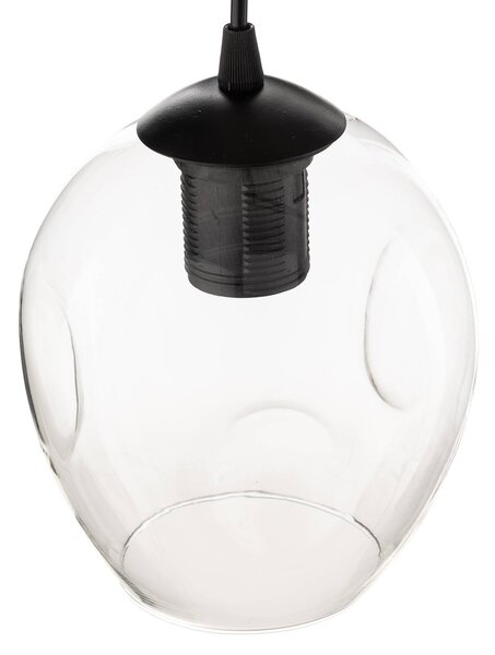 EMIBIG LIGHTING Starla függő lámpa, üveg grafit/borostyán/átlátszó, 3 izzós, kerek, dimmelhető, Fekete, Nappali / Étkező, Üveg, Modern
