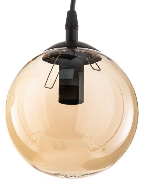 EMIBIG LIGHTING Lógó világítás Glassy, 6 izzós, grafit/borostyán/tiszta, üveg, 75 cm, dimmelhető, Fekete, Nappali / Étkező, Üveg, Modern