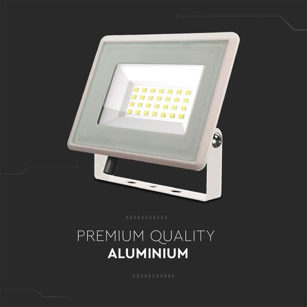 V-TAC F-széria LED reflektor 20W hideg fehér, fehér házzal - SKU 6742