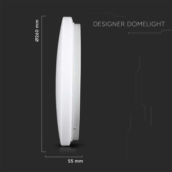 V-TAC 12W fehér, mennyezeti LED lámpa, ⌀26 cm, változtatható szinhőmérséklettel - SKU 217603