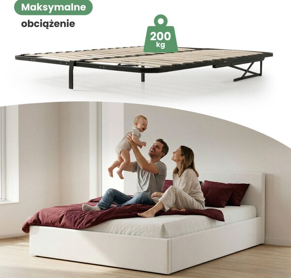 AKORD Furniture Factory fém ágyrács emelőmechanizmussal 28 léccel osztott 140x200 cm fekete