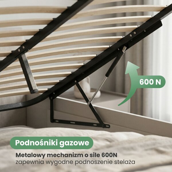AKORD fém ágyrács gázemelő mechanizmussal 28 léccel 120x200 cm fekete