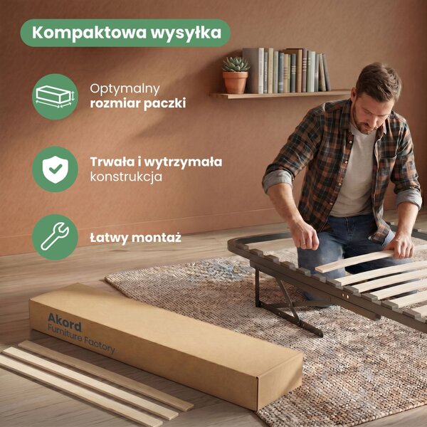 AKORD fém ágyrács gázemelő mechanizmussal 28 léccel 120x200 cm fekete