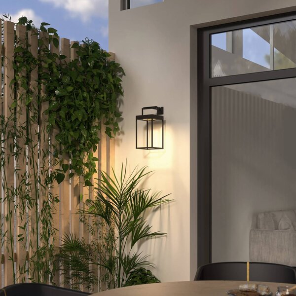 Lucande LED napelemes lámpa Lynzy, 38cm, fekete, fém, IP65, dimmelhető, Fekete, Alumínium, Modern