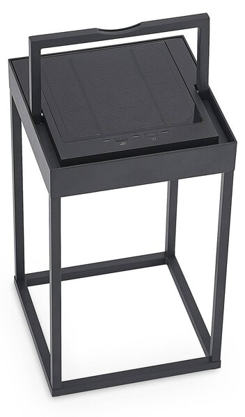 Lucande LED napelemes lámpa Lynzy, 38cm, fekete, fém, IP65, dimmelhető, Fekete, Alumínium, Modern