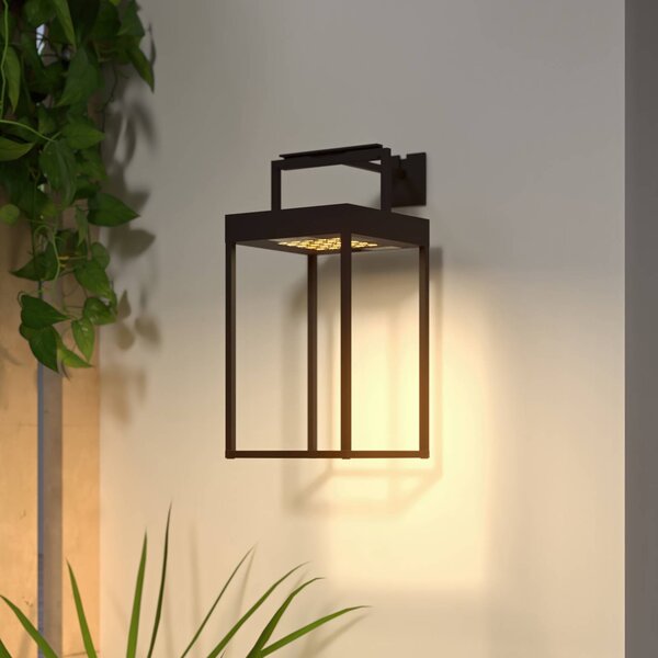Lucande LED napelemes lámpa Lynzy, 38cm, fekete, fém, IP65, dimmelhető, Fekete, Alumínium, Modern