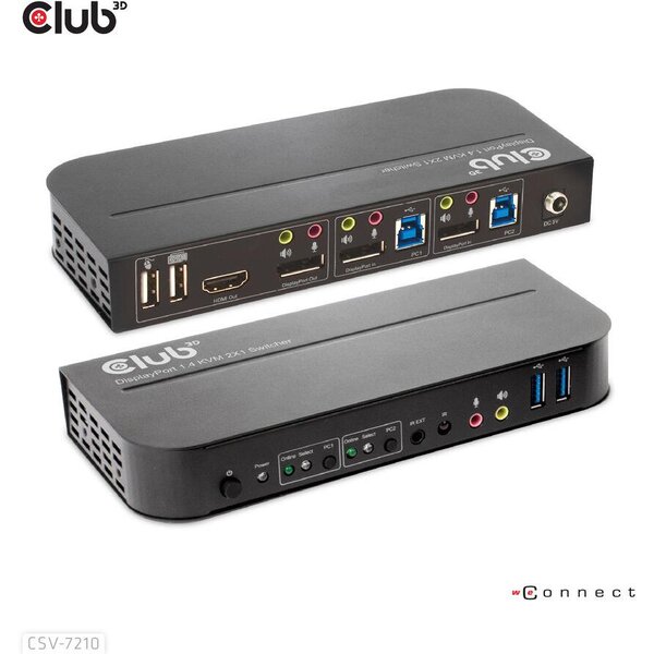 CLUB3D CSV-7210 KVM kapcsoló Fekete