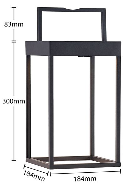 Lucande LED napelemes lámpa Lynzy, 38cm, fekete, fém, IP65, dimmelhető, Fekete, Alumínium, Modern