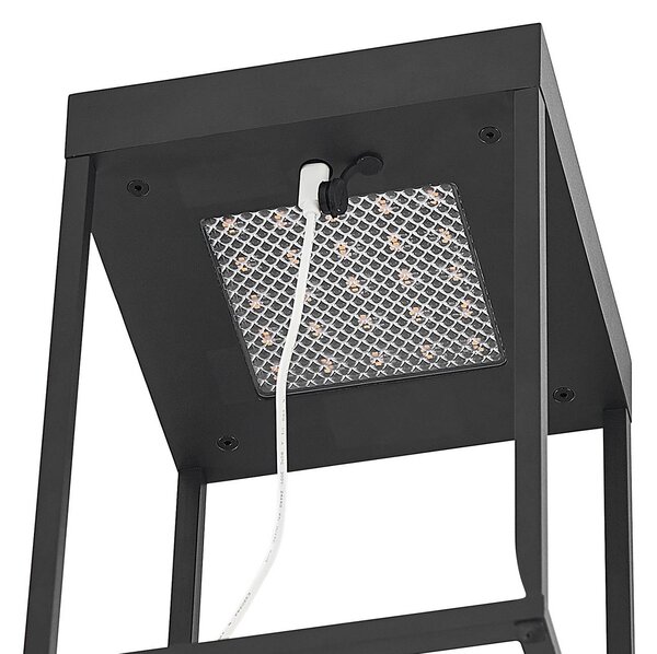 Lucande LED napelemes lámpa Lynzy, 38cm, fekete, fém, IP65, dimmelhető, Fekete, Alumínium, Modern