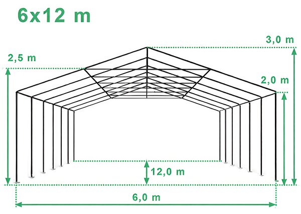 Party sátor 6x12 m PREMIUM - tűzálló szín kék-fehér
