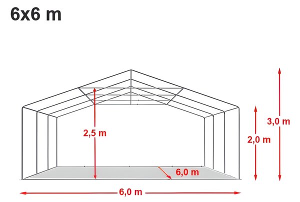 Party sátor 6x6 m PREMIUM - tűzálló szín fehér
