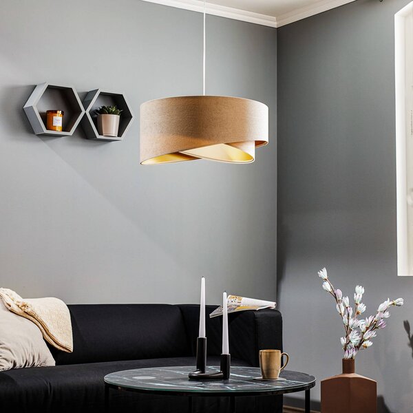 Maco Design Vivien lógó világítás, két színű, krém/arany, dimmelhető, Krém / borostyánsárga, Nappali / Étkező, Textil / szövet / selyem, Modern