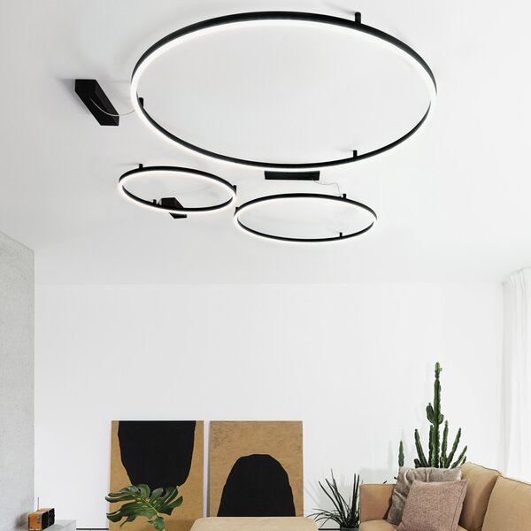 ORACLE SLIM LED mennyezeti lámpa, fekete, Ø150 cm, 3000K