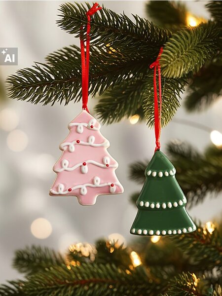 Sinsay - Karácsonyi díszek fenyőfa alakban 2 pack - többszínű