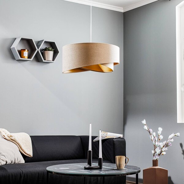 Maco Design Vivien lógó világítás, két színű, krém/arany, dimmelhető, Krém / borostyánsárga, Nappali / Étkező, Textil / szövet / selyem, Modern