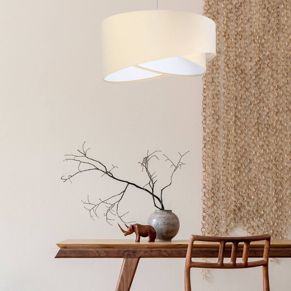 Maco Design Vivien függő lámpa, két színű, bézs/fehér, dimmelhető, Krém / borostyánsárga, Nappali / Étkező, Textil / szövet / selyem, Modern