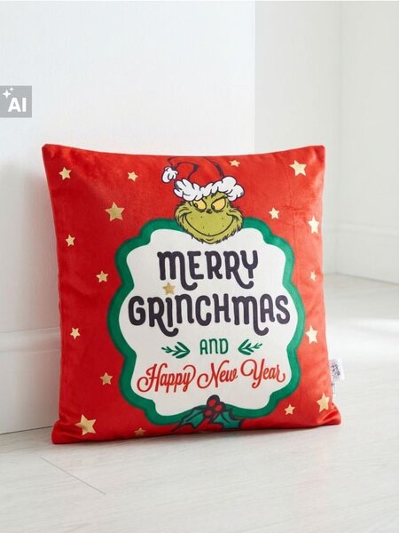 Sinsay - Karácsonyi mintás párnahuzat Grinch - piros