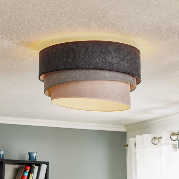 Duolla Mennyezeti lámpa Pastell Trio Ø 45 cm, 3 szürke árnyalatban, dimmelhető, Alu / szürke / cink, Nappali / Étkező, Textil / szövet / selyem, Modern