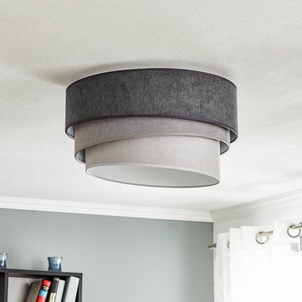 Duolla Mennyezeti lámpa Pastell Trio Ø 45 cm, 3 szürke árnyalatban, dimmelhető, Alu / szürke / cink, Nappali / Étkező, Textil / szövet / selyem, Modern