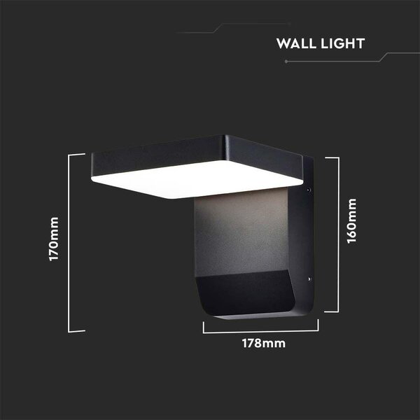 V-TAC fekete fali forgatható kültéri 17W LED lámpatest, meleg fehér - SKU 2944