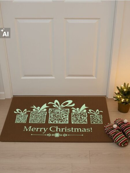 Sinsay - Fluoreszkáló lábtörlő karácsonyi ajándékmintával és Merry Christmas felirattal - többszínű