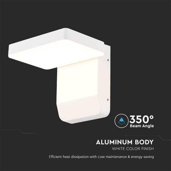 V-TAC fehér fali forgatható kültéri 17W LED lámpatest, meleg fehér - SKU 2942
