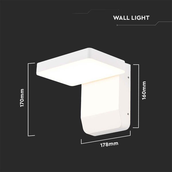 V-TAC fehér fali forgatható kültéri 17W LED lámpatest, meleg fehér - SKU 2942