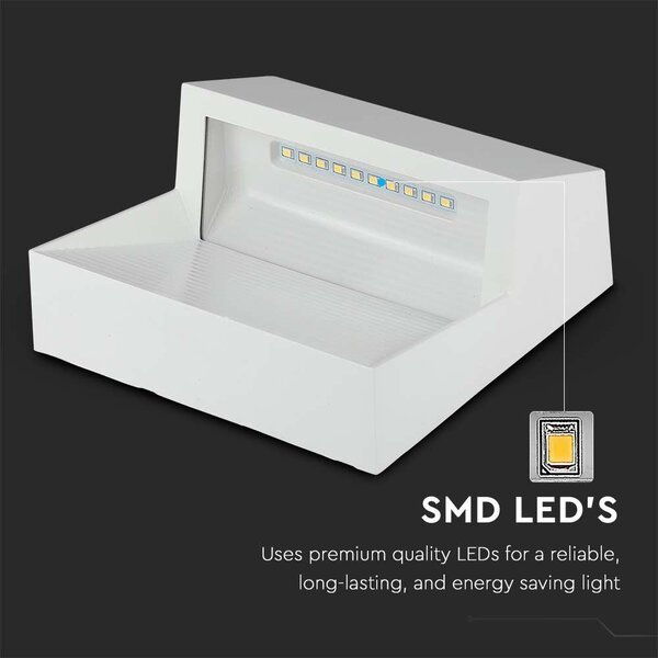 V-TAC 3W fehér LED lépcsővilágítás, szögletes, IP65, meleg fehér, 100 Lm/W - SKU 121402