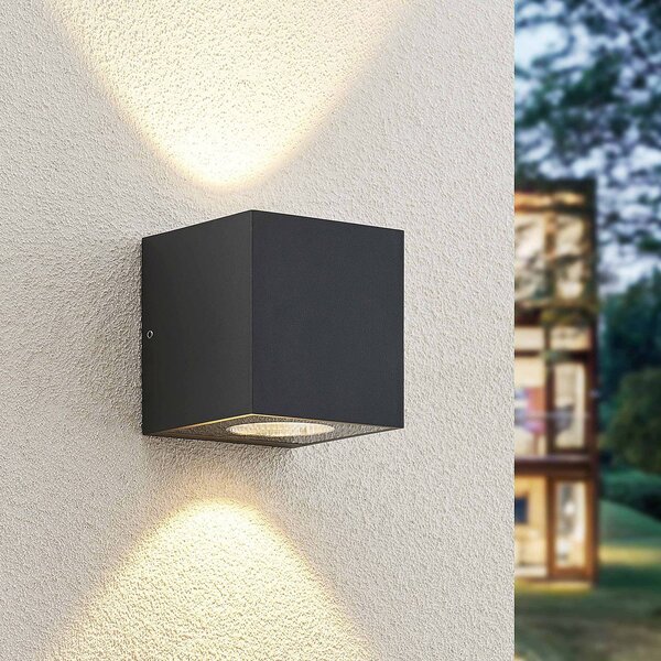 Arcchio LED kültéri falilámpa Tassnim, 2 izzós, antracit, IP65, dimmelhető, Fekete, Alumínium, Modern
