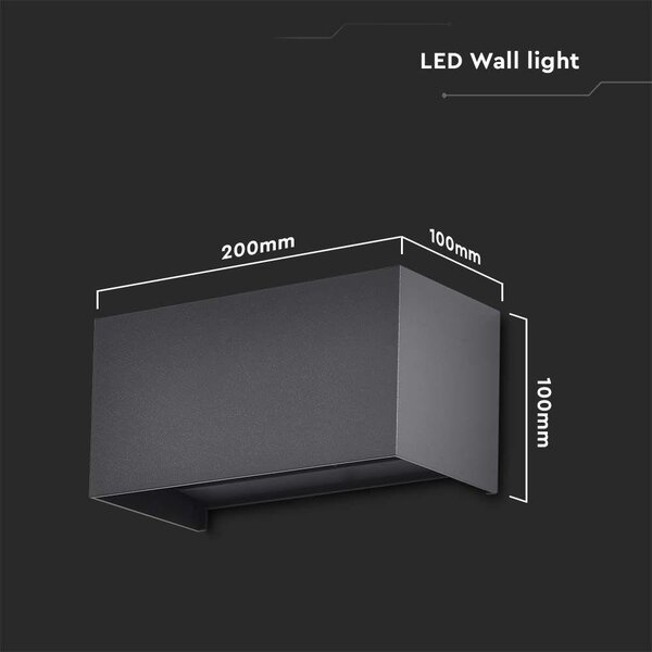 V-TAC 24W kétriányú kültéri fali LED lámpa, természetes fehér, fekete házzal, 110 Lm/W - SKU 2978