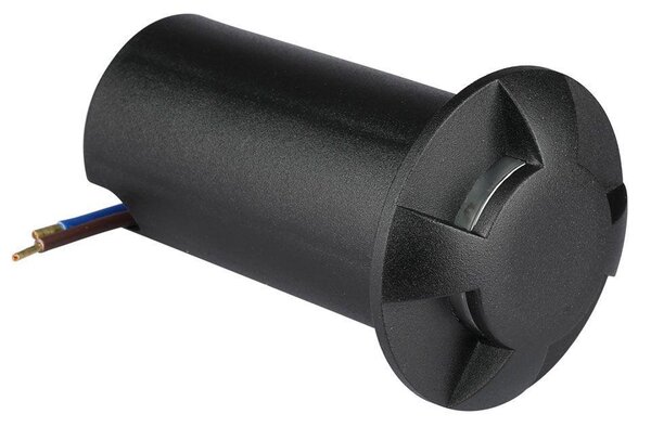 V-TAC 1W DC12V kültéri, 4 irányú talajlámpa, fekete, IP67, meleg fehér - SKU 211470