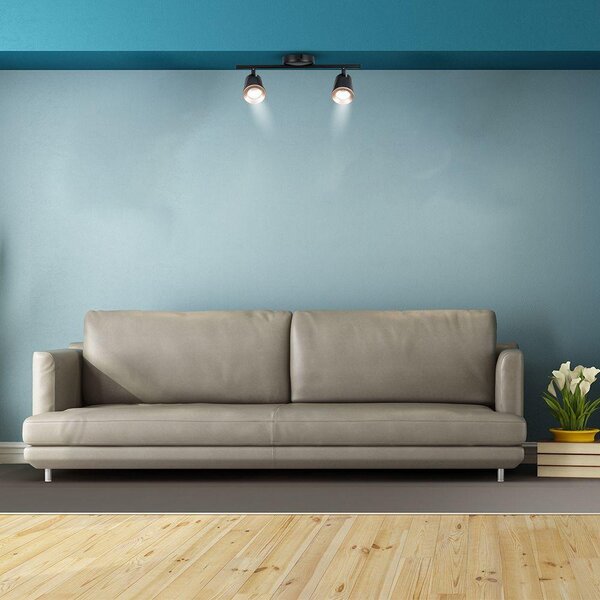 V-TAC kétfejű 10W beltéri fekete fali LED lámpa, meleg fehér, 100 Lm/W - SKU 218255
