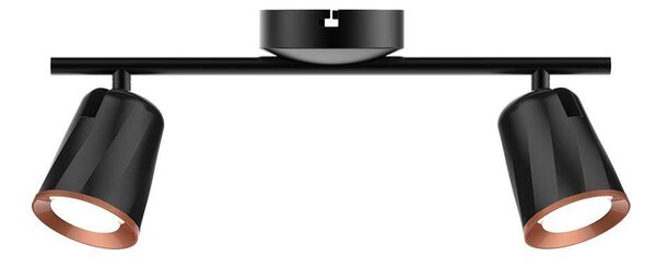 V-TAC kétfejű 10W beltéri fekete fali LED lámpa, meleg fehér, 100 Lm/W - SKU 218255